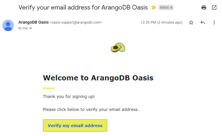 ArangoGraph Organization Invite Email Verify