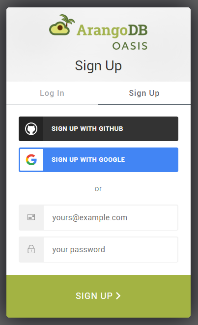 ArangoGraph Sign up
